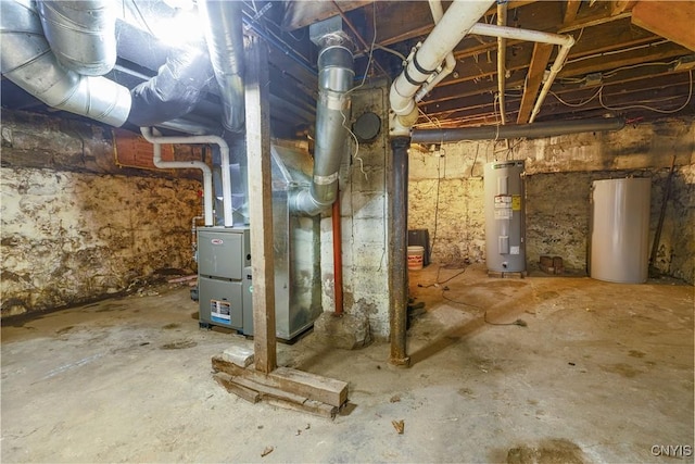 basement with water heater