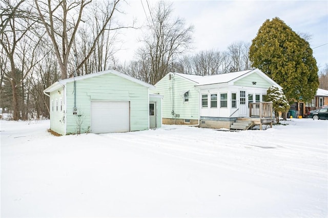 exterior space with a garage