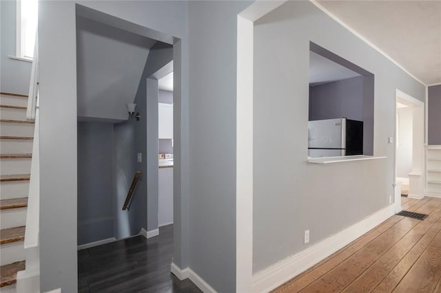 hall featuring dark hardwood / wood-style flooring