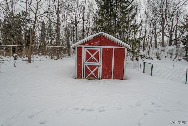 view of snow covered structure