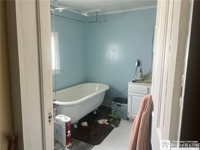 bathroom with vanity and a bathtub