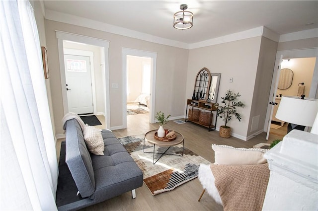 living room featuring light hardwood / wood-style floors