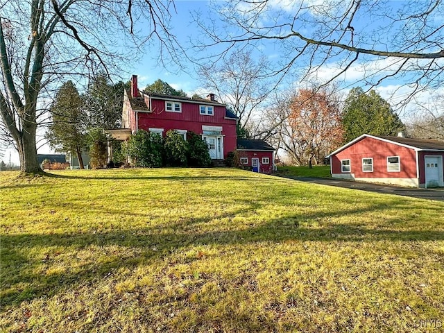 view of yard featuring a garage