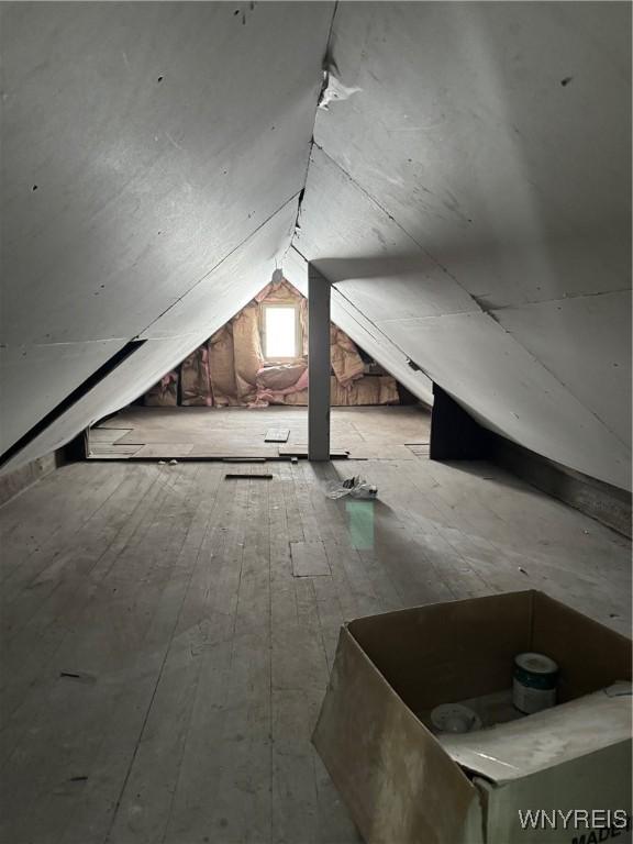 view of unfinished attic