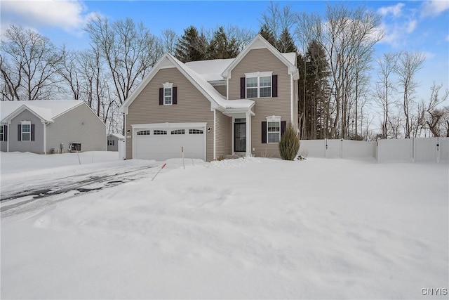 view of front property with a garage