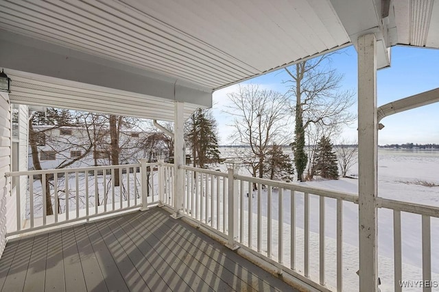 2202 River Rd, Wheatfield, NY 14304 - snow covered deck featuring a water view
