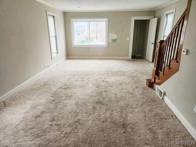 17 Beattie Ave, Lockport-City, NY 14094 - spare room with crown molding, baseboards, and carpet floors