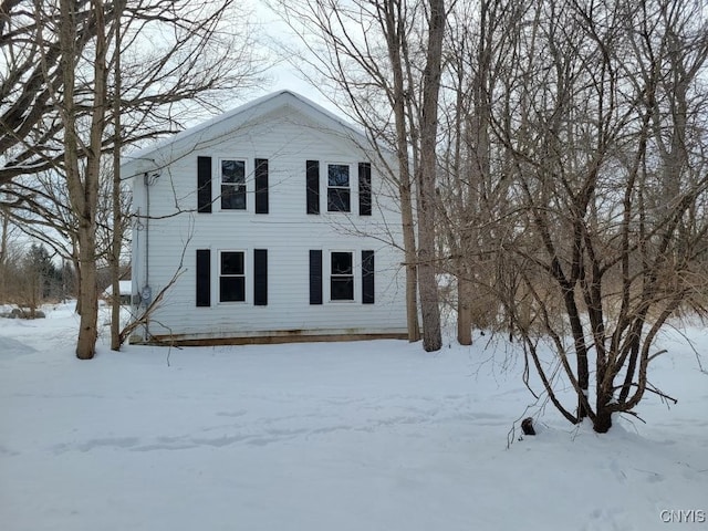 view of snow covered exterior