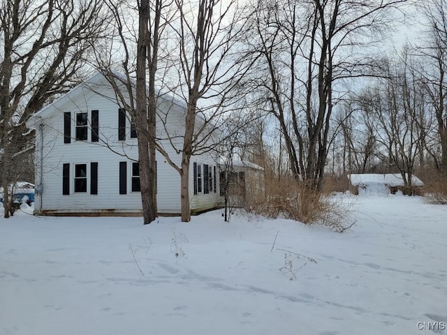 view of snow covered exterior