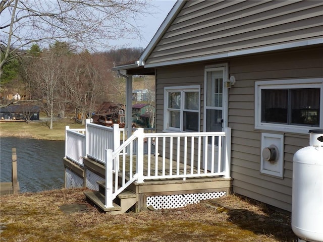 deck with a water view
