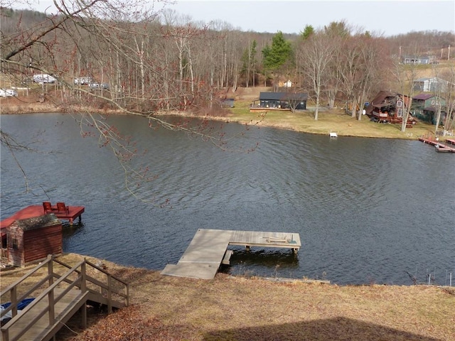 view of dock featuring a water view