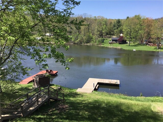 3049 Huggins Rd, Orange, NY 14815 - dock area featuring a water view and a view of trees