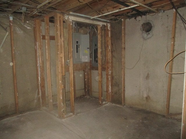 basement with electric panel