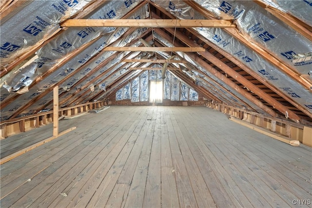 view of unfinished attic