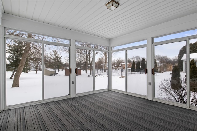 view of unfurnished sunroom