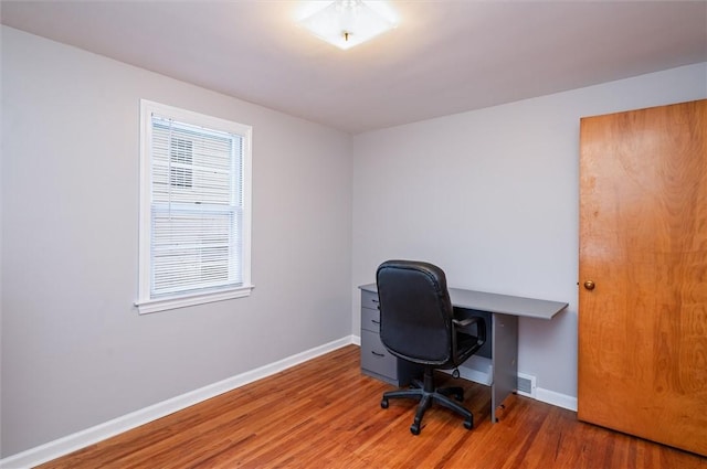 office area featuring hardwood / wood-style floors