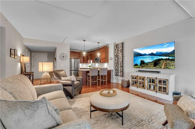 living room featuring light hardwood / wood-style flooring