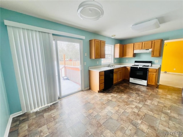 kitchen with sink, range with electric stovetop, and black dishwasher