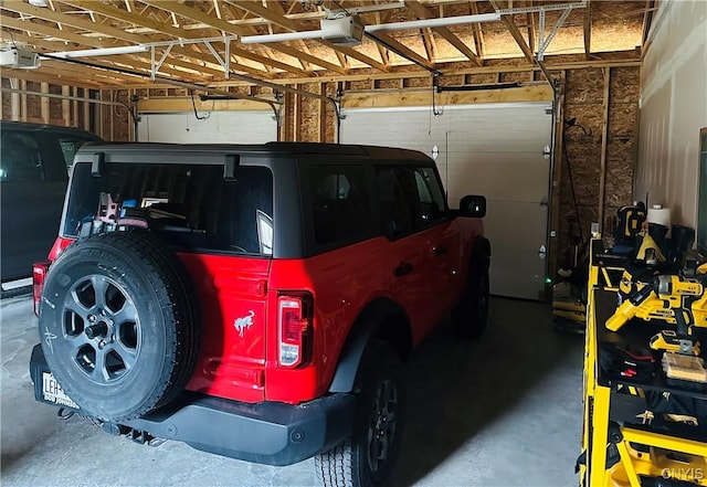 garage with a garage door opener