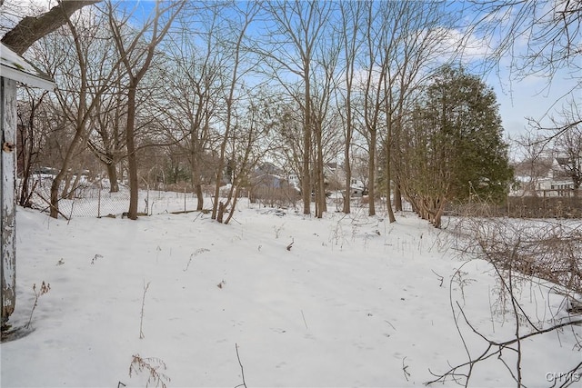 view of yard layered in snow