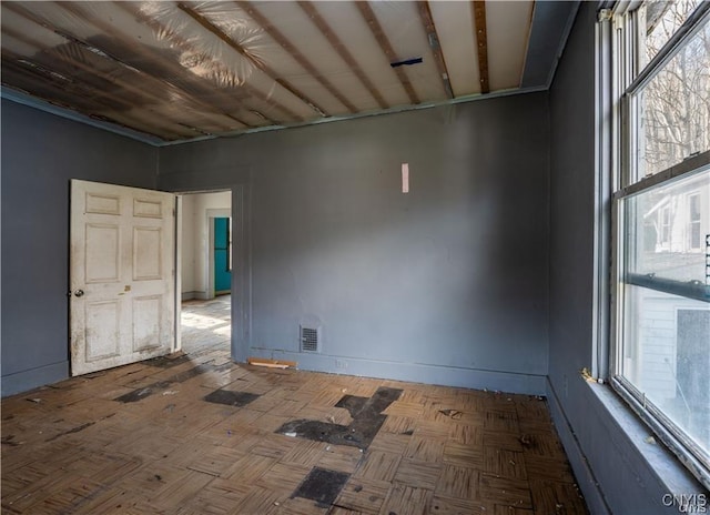 empty room with parquet floors