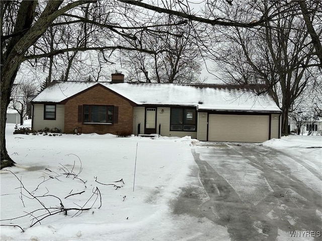 single story home with a garage