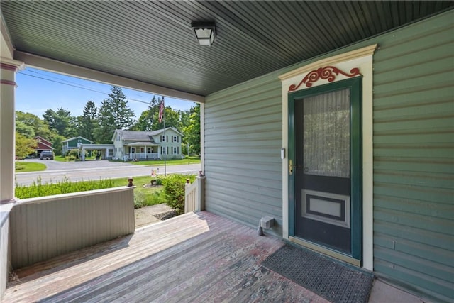 deck featuring a porch