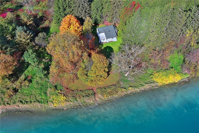 bird's eye view featuring a water view