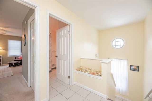 bathroom with tile patterned flooring