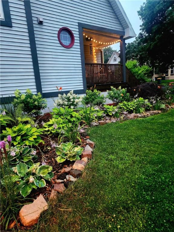 view of yard with a wooden deck