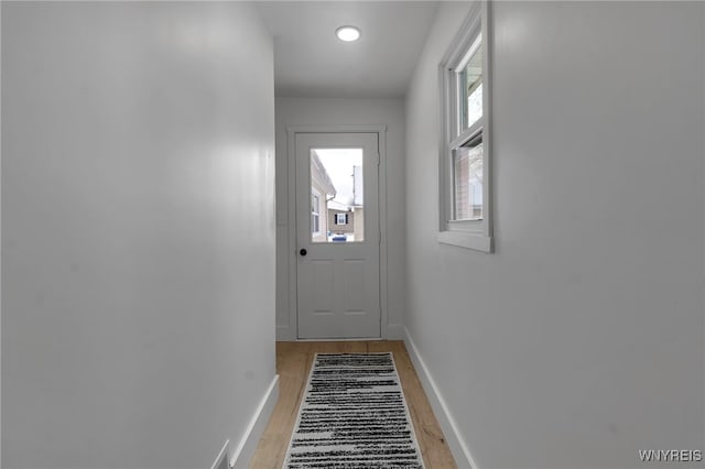 doorway featuring light hardwood / wood-style flooring