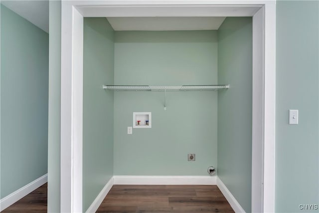 laundry room with washer hookup, hookup for an electric dryer, and dark hardwood / wood-style flooring