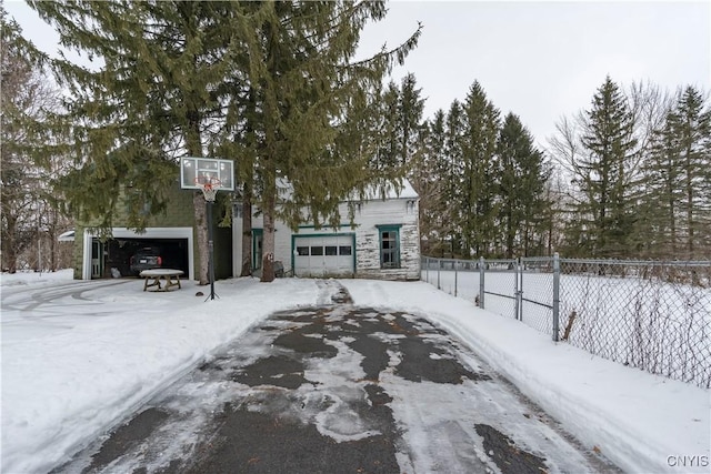 exterior space with a garage