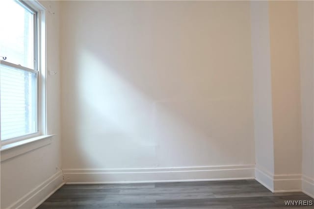 empty room featuring dark hardwood / wood-style flooring