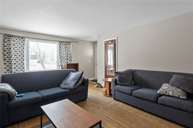 living room with hardwood / wood-style floors