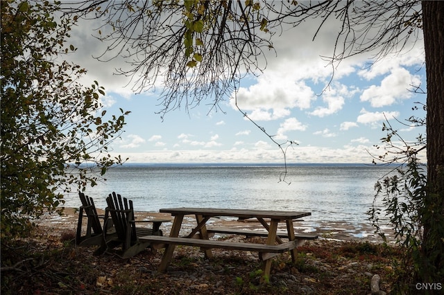 view of dock featuring a water view