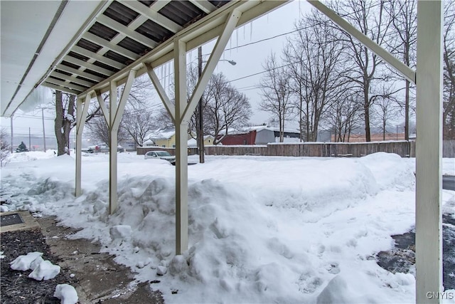 view of yard covered in snow