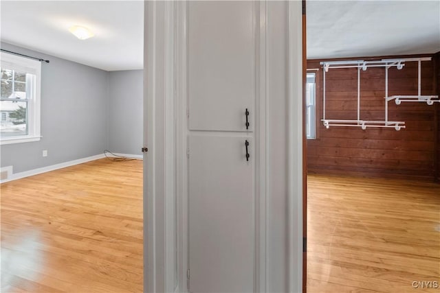 interior space with light hardwood / wood-style flooring