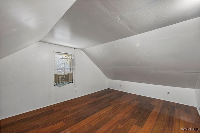 additional living space with vaulted ceiling and hardwood / wood-style floors