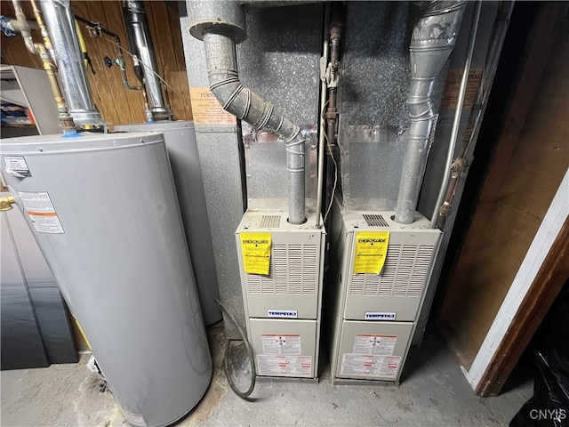 utility room with water heater