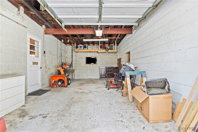 garage with a garage door opener