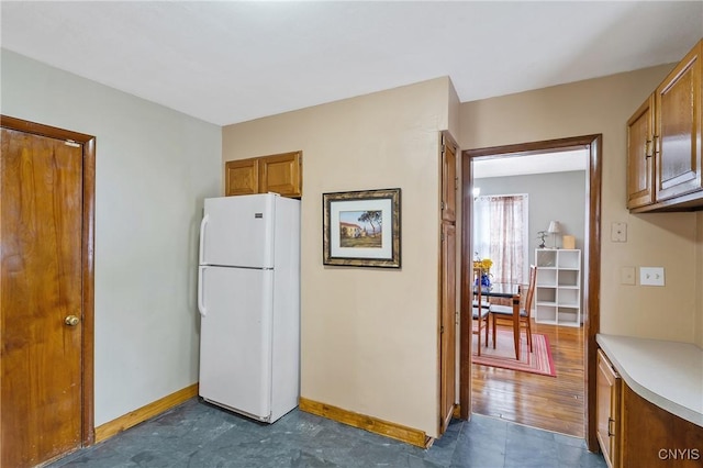 kitchen with white fridge