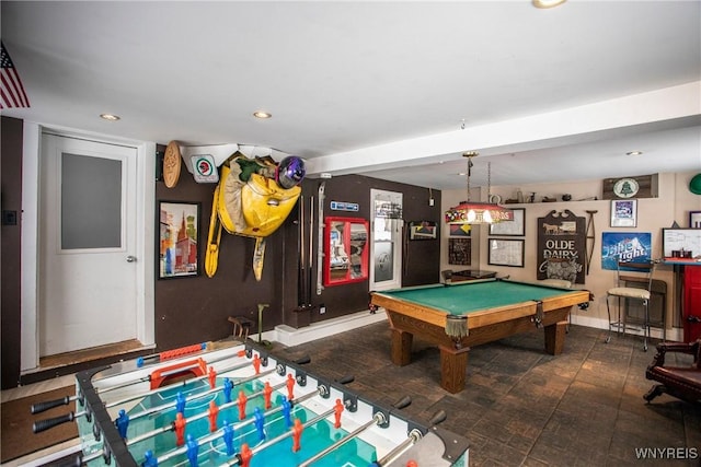 game room with billiards