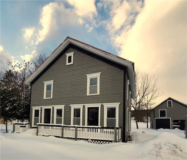 view of snow covered exterior