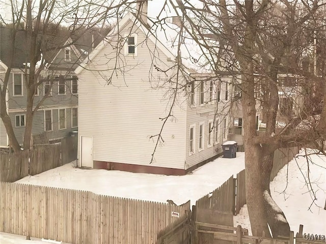 view of snow covered exterior