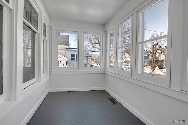 view of unfurnished sunroom