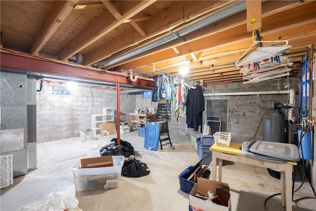 basement with heating unit