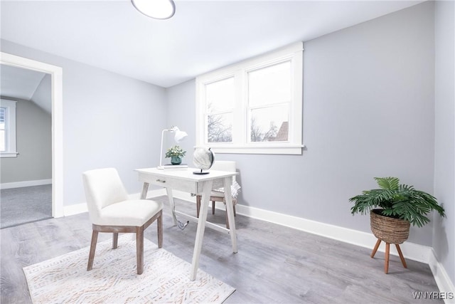 office space featuring light hardwood / wood-style floors