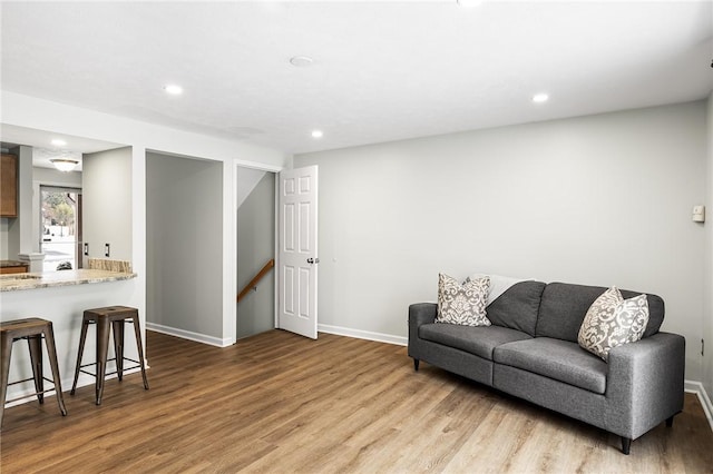 living room featuring light wood-type flooring