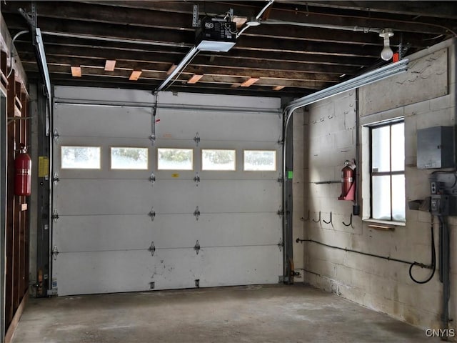 garage with a garage door opener